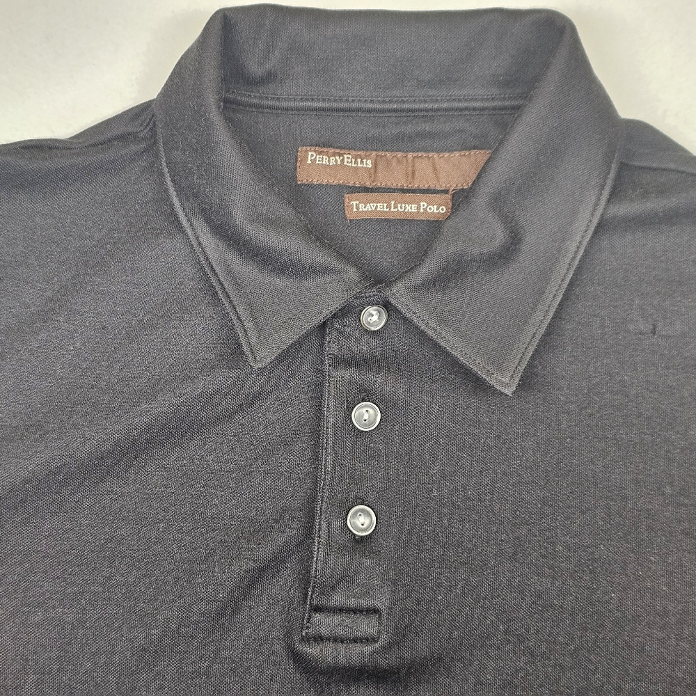 Perry Ellis Men's Black Travel Luxe Polo Shirt‎
